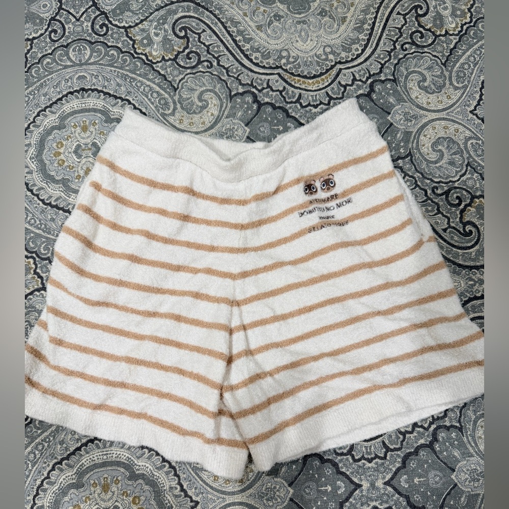 Striped Tan and White Women's Shorts